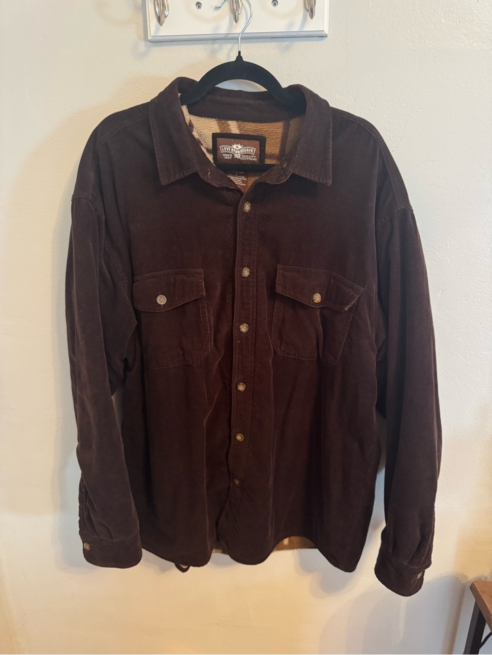 Levi’s Brown Corduroy Plaid Fleece Lined Shirt Jacket Shacket Men’s L